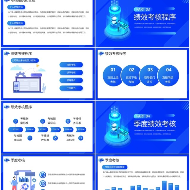 蓝色商务风员工绩效考核管理PPT模板