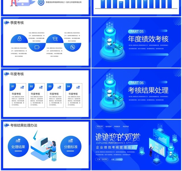 蓝色商务风员工绩效考核管理PPT模板