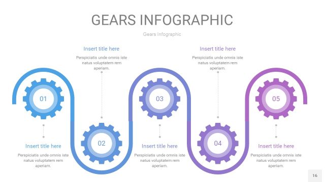 紫蓝色齿轮PPT信息图16