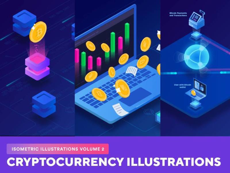 Cryptocurrency插图 等距插图卷 2含AI矢量源文件