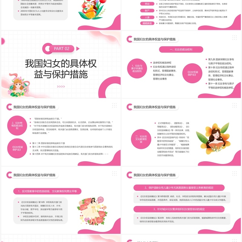 粉色清新风妇女法律知识讲座PPT模板