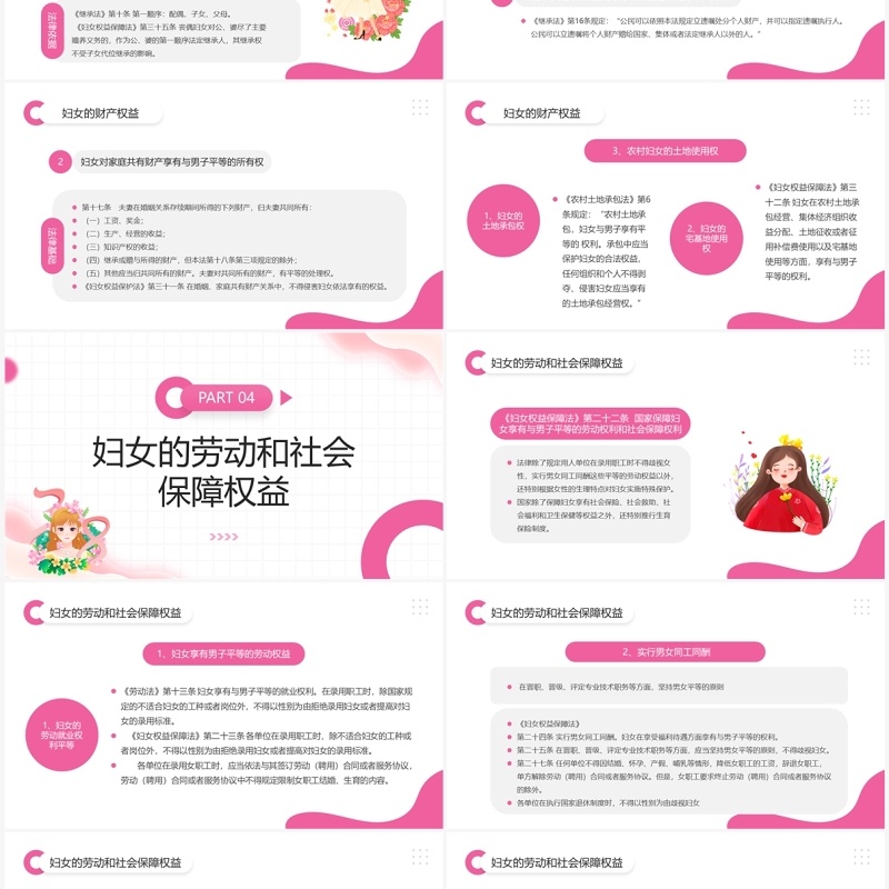 粉色清新风妇女法律知识讲座PPT模板