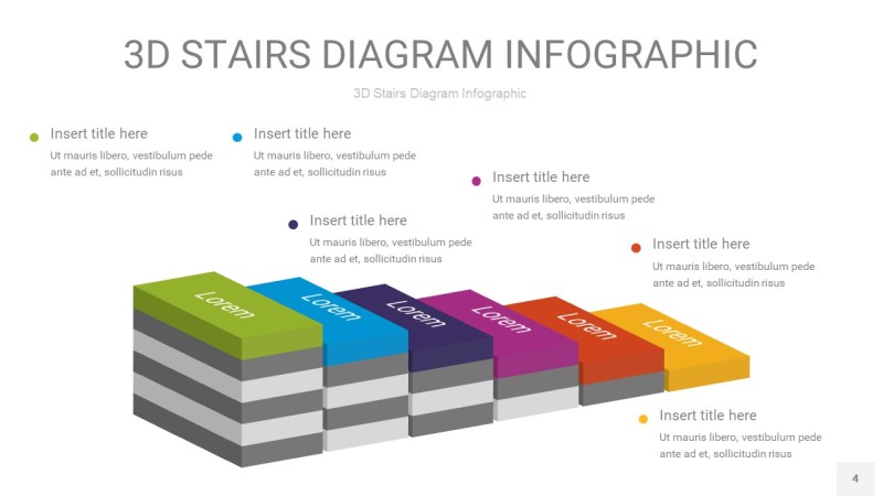 彩色3D阶梯PPT图表4