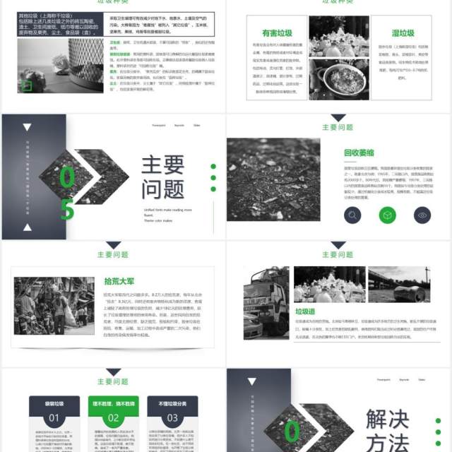 简约风垃圾分类知识小课堂PPT模板