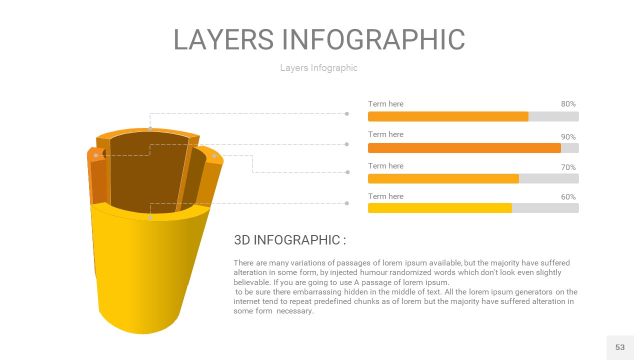 黄色3D分层PPT信息图53