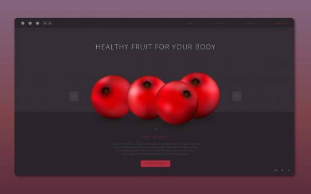 蔓越莓健康的水果插图Web模板