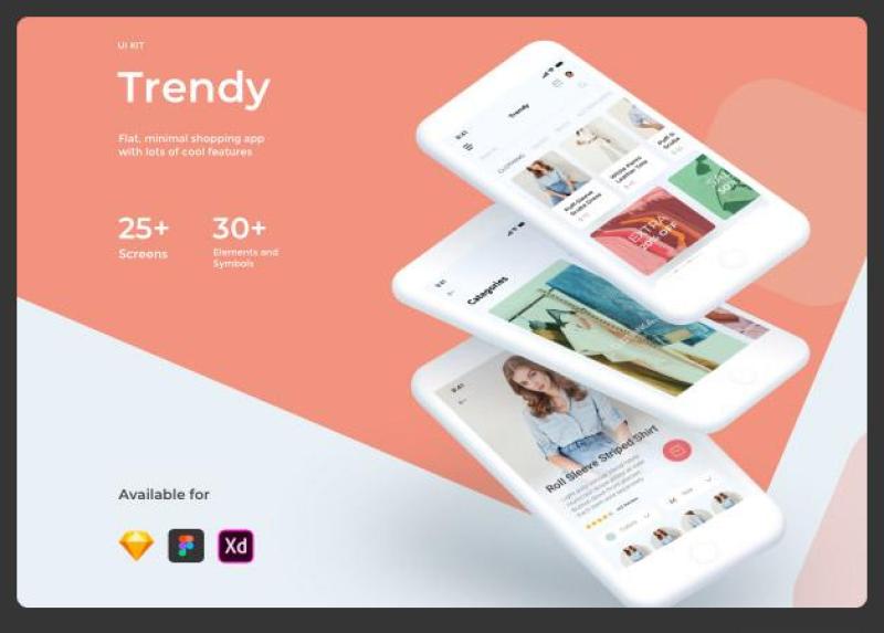 时尚购物电子商务用户界面用户体验工具包Trendy Shopping eCommerce UI UX KIT