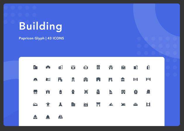 建筑图形图标素材Building-Papricon Glyph