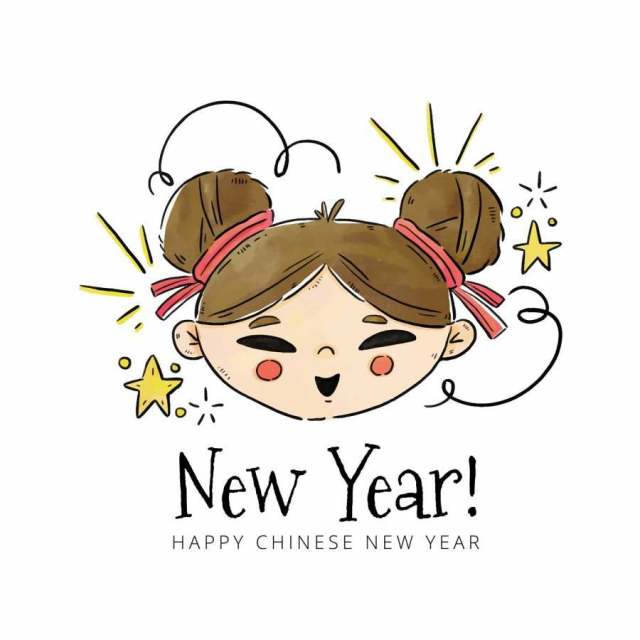 有装饰品的可爱的中国女孩头对农历新年 有装饰品的可爱的中国女孩头对农历新年