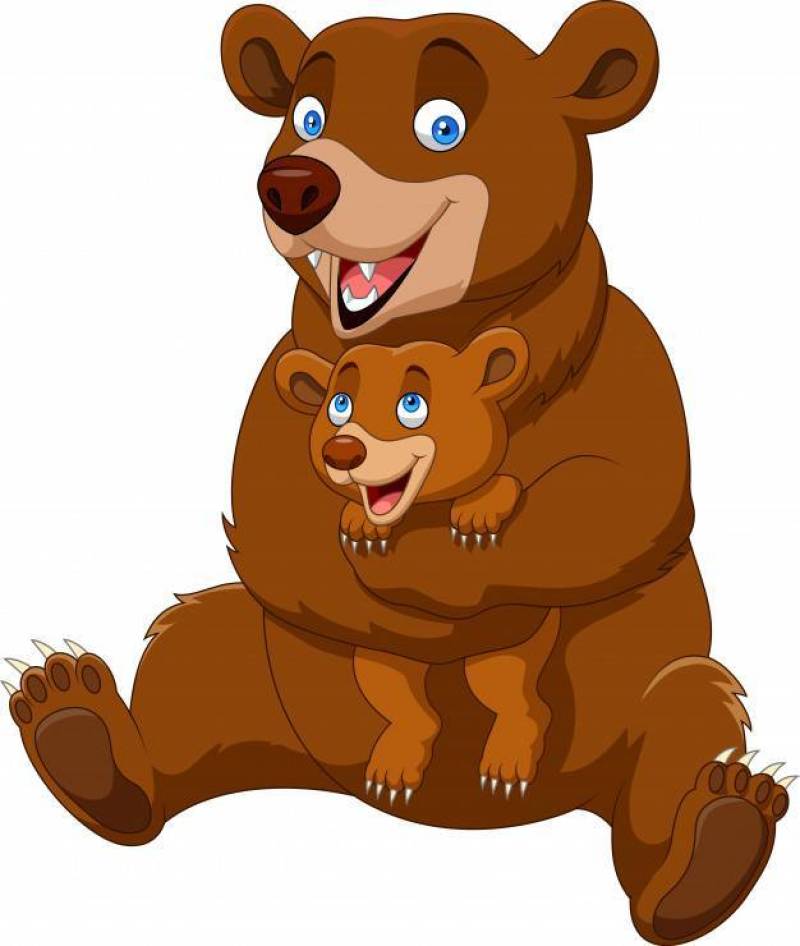 动画片母亲和婴孩棕熊