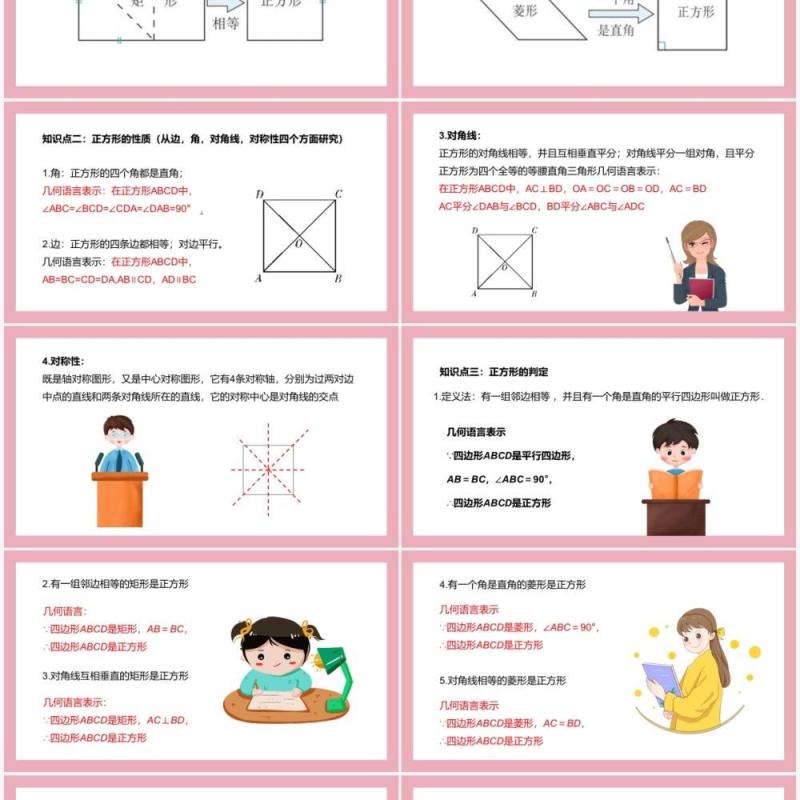 部编版八年级数学下册正方形课件PPT模板