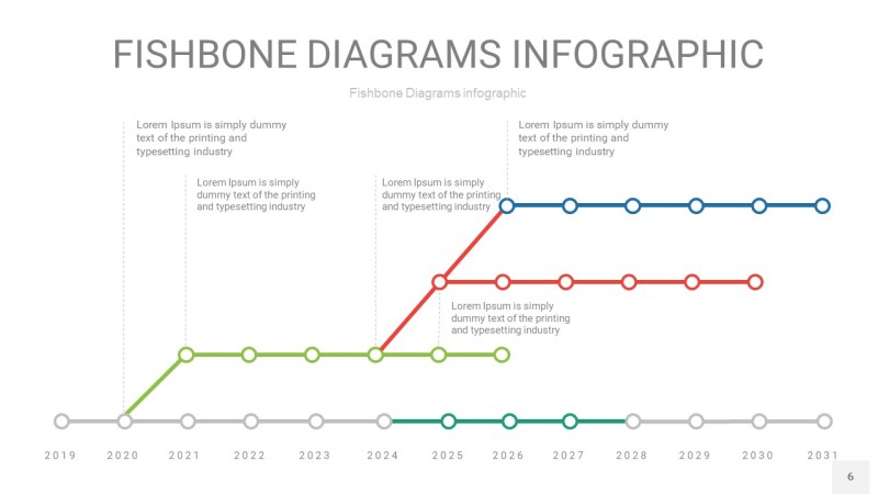红绿色鱼骨PPT信息图表6