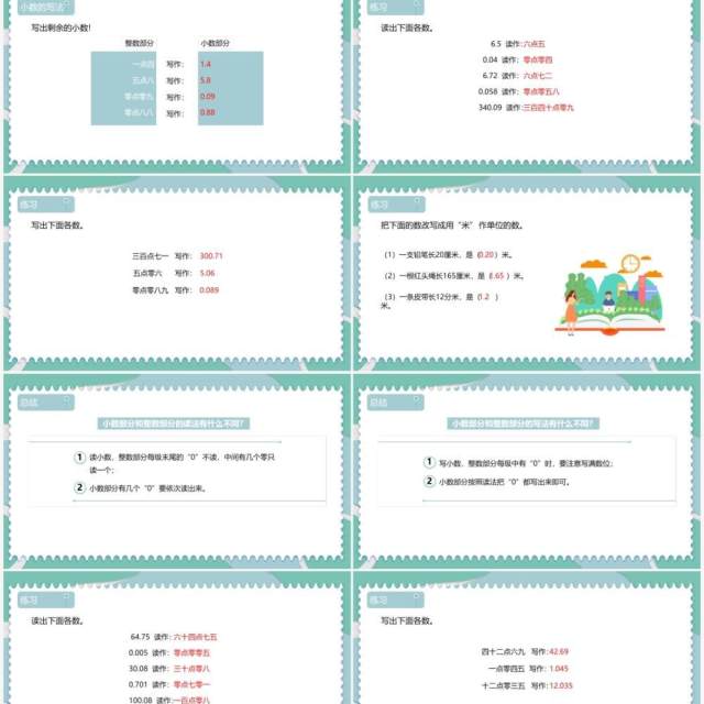 部编版四年级数学下册小数的意义和读写法课件PPT模板