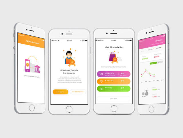 个人预算应用程序的UI设计元素,Finansia Personal Budgeting UI Kit 个人预算应用程序的UI设计元素,Finansia Personal Budgeting UI Kit