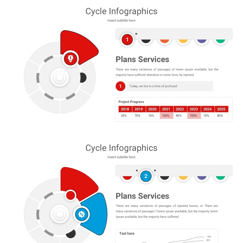 6个循环图信息图PPT素材Modern-Cycle-Infographic