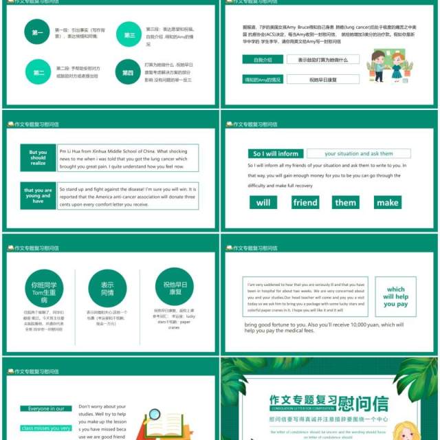 作文专题复习慰问信动态PPT模板 作文专题复习慰问信动态PPT模板