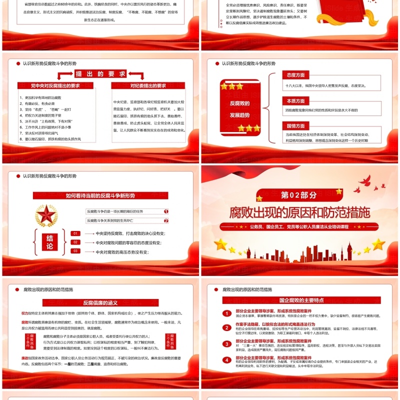红色党政风严守职业底线坚持廉洁从业主题教育PPT模板