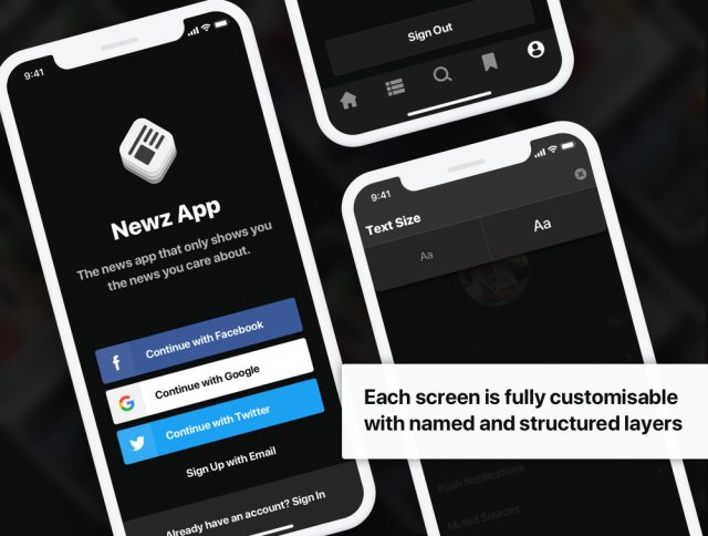 清洁和最小的iOS12新闻相关UI工具包,Newz UI工具包 清洁和最小的iOS12新闻相关UI工具包,Newz UI工具包