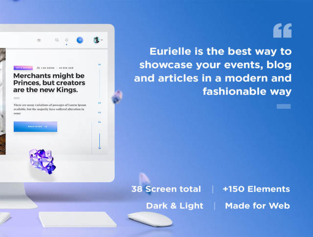 Web事件和博客App UI Kit - 用于Sketch,Photoshop,XD,Eurielle Web App UI Kit Web事件和博客App UI Kit - 用于Sketch,Photoshop,XD,Eurielle Web App UI Kit