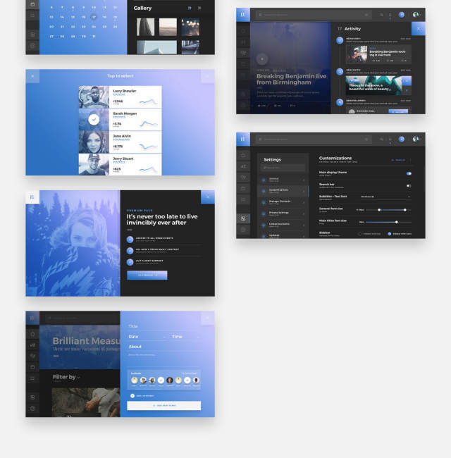 Web事件和博客App UI Kit - 用于Sketch，Photoshop，XD，Eurielle Web App UI Kit