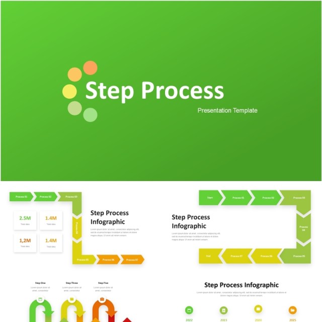 项目步骤流程图信息图PPT模板Step Process - Presentation Template