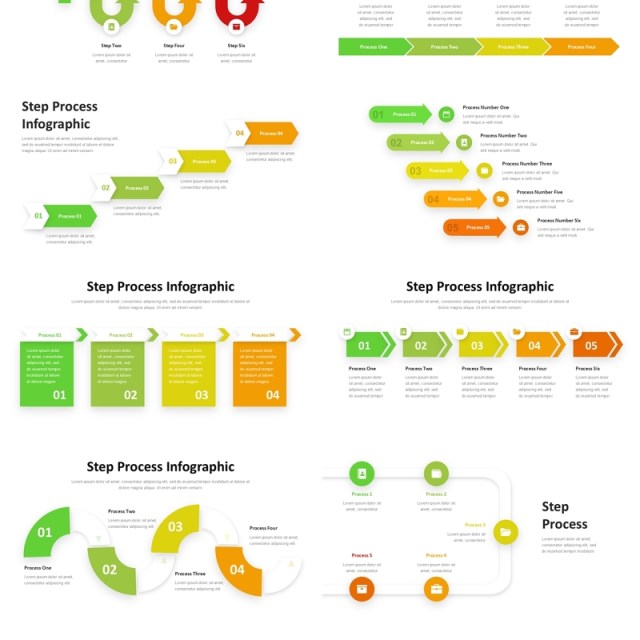 项目步骤流程图信息图PPT模板Step Process - Presentation Template