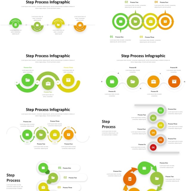 项目步骤流程图信息图PPT模板Step Process - Presentation Template