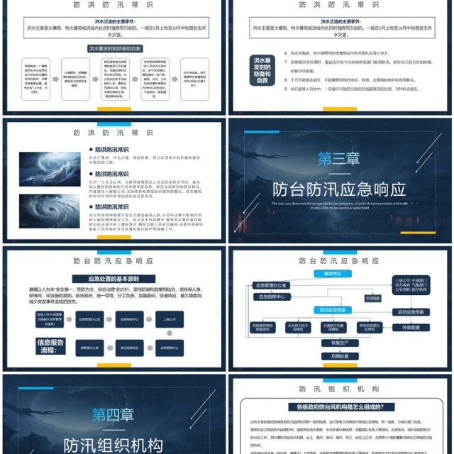 蓝色简约风防汛防台风安全教育PPT模板