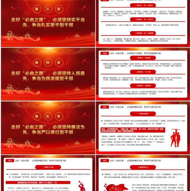红色党政风争当五型干部走好必由之路PPT模板 红色党政风争当五型干部走好必由之路PPT模板