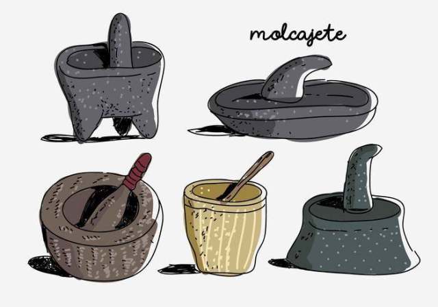 Molcajete集合手绘矢量图