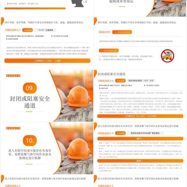 橙色简约风十大习惯性违章安全宣传PPT模板 橙色简约风十大习惯性违章安全宣传PPT模板