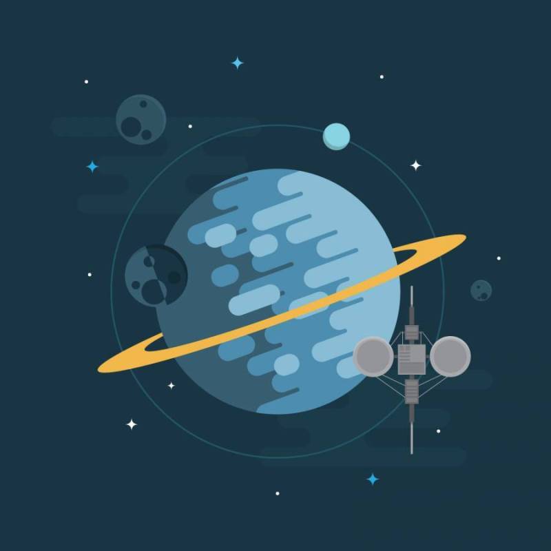 太空电梯与飞船，星球和明星插图