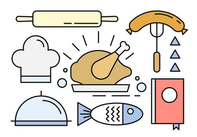 食物图标在最小的设计中的向量