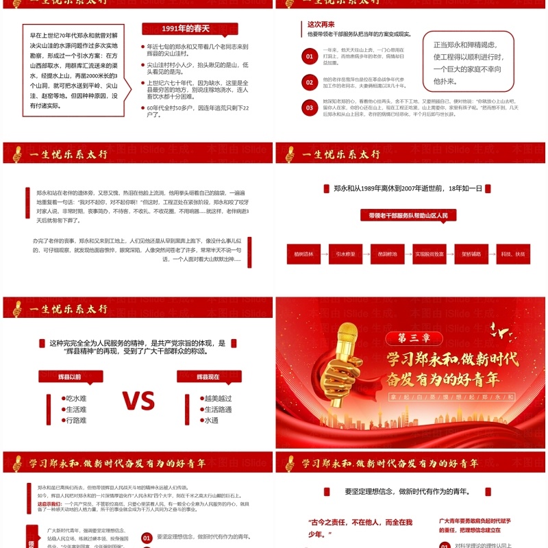 红色简约风先进人物郑永和事迹介绍PPT模板