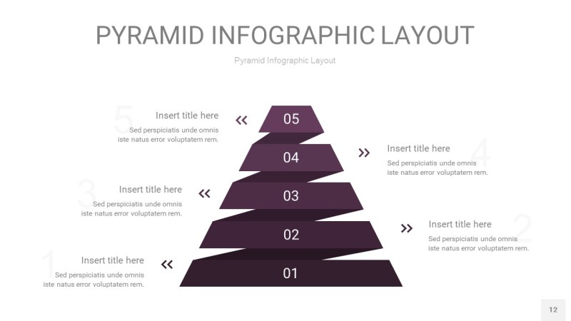 深紫色3D金字塔PPT信息图表12