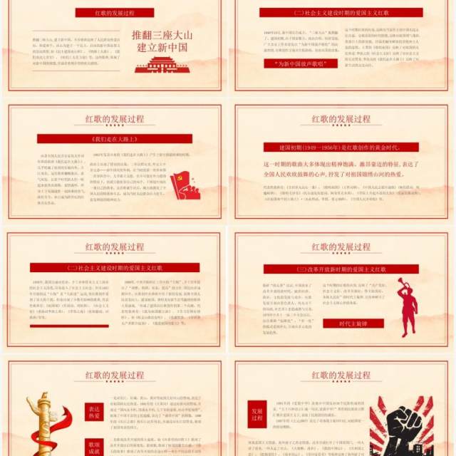 红色复古风唱红歌专题培训PPT模板 红色复古风唱红歌专题培训PPT模板