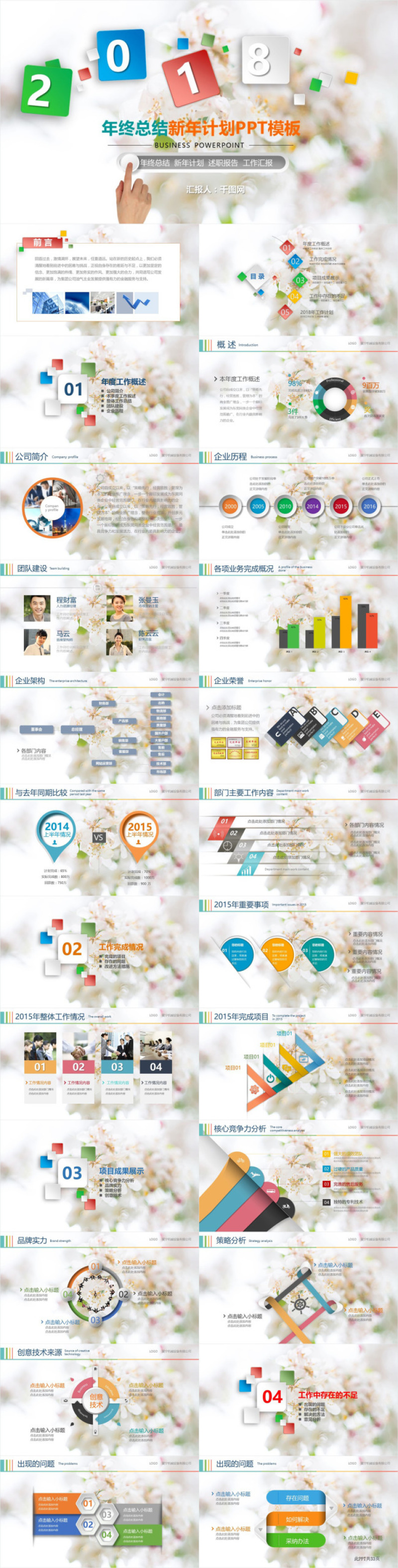 小清新年终总结新年计划PPT模板