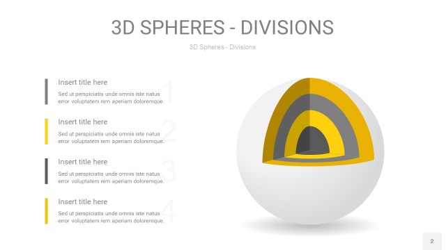 灰黄色3D球体切割PPT信息图2