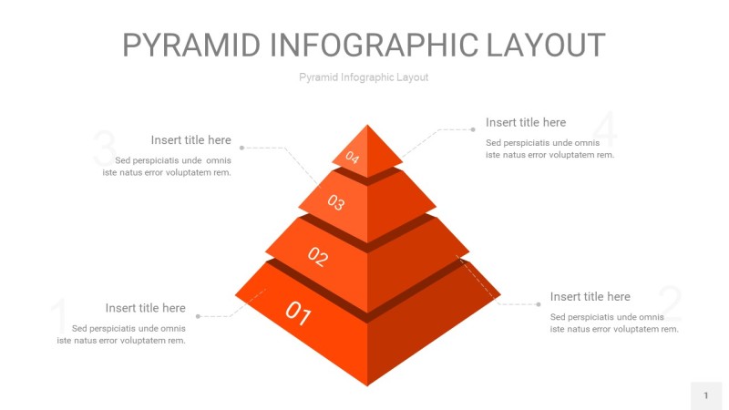 橘红色3D金字塔PPT信息图表1