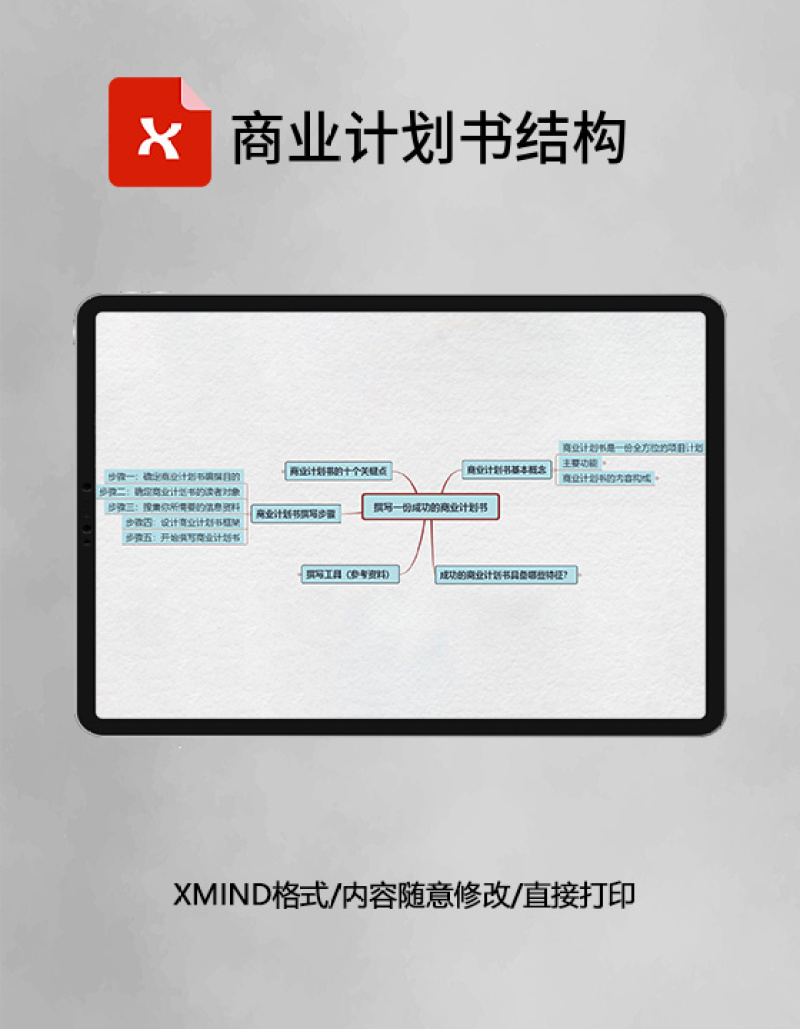 商业计划书结构思维导图XMind模板