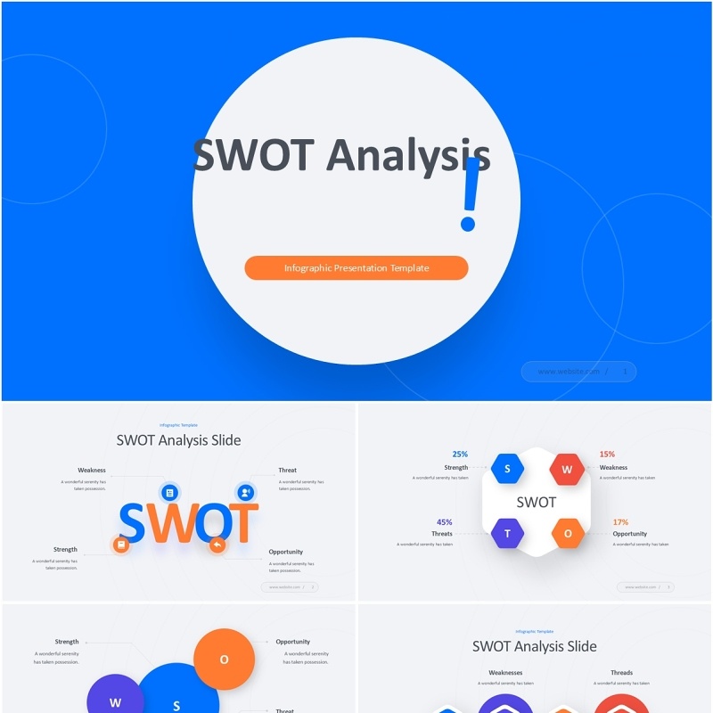 SWOT分析图表PPT模板SWOT Analysis - Light