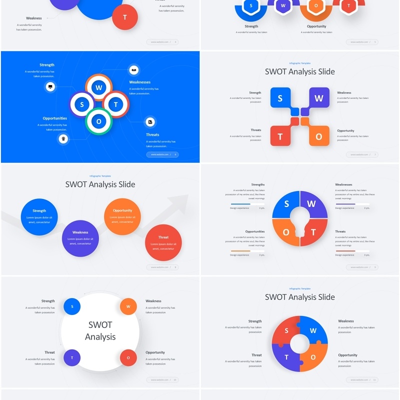 SWOT分析图表PPT模板SWOT Analysis - Light