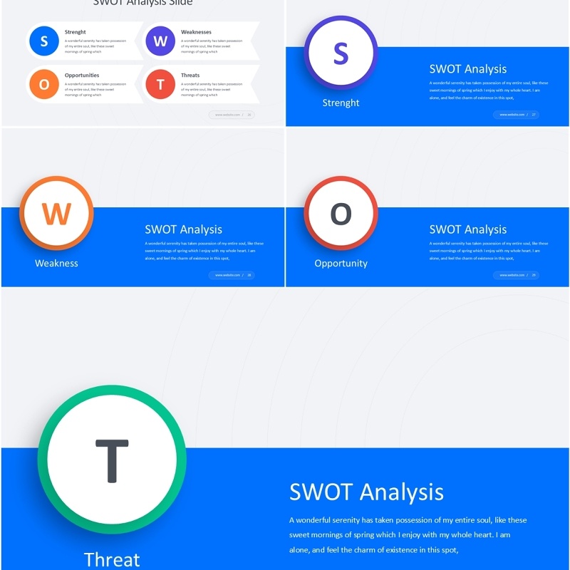 SWOT分析图表PPT模板SWOT Analysis - Light