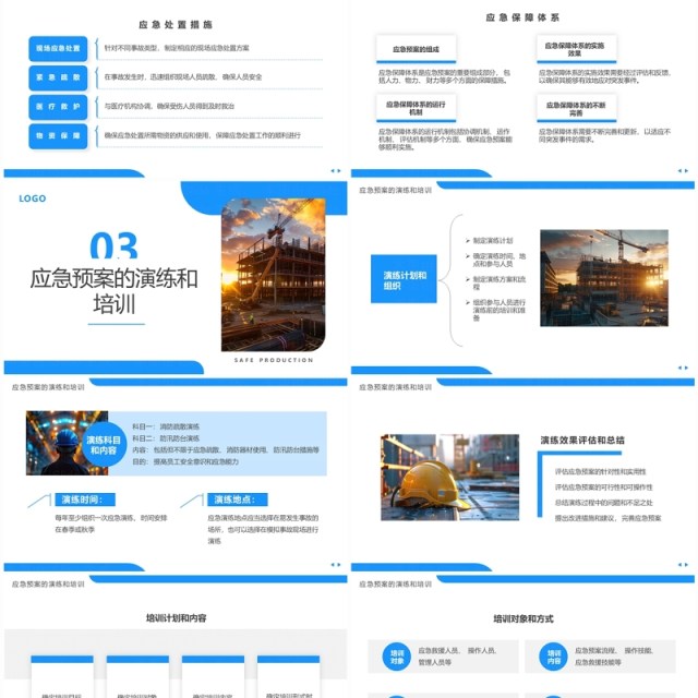 蓝色简约风安全生产应急预案培训PPT模板