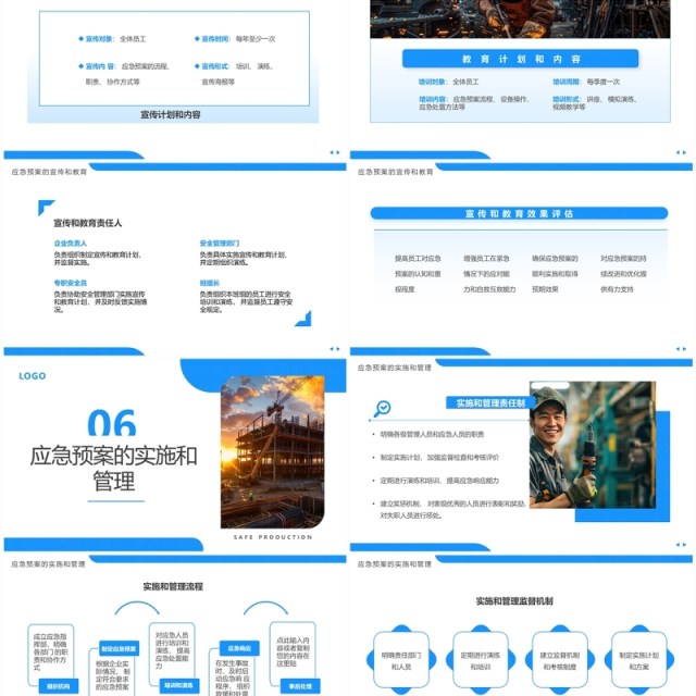 蓝色简约风安全生产应急预案培训PPT模板