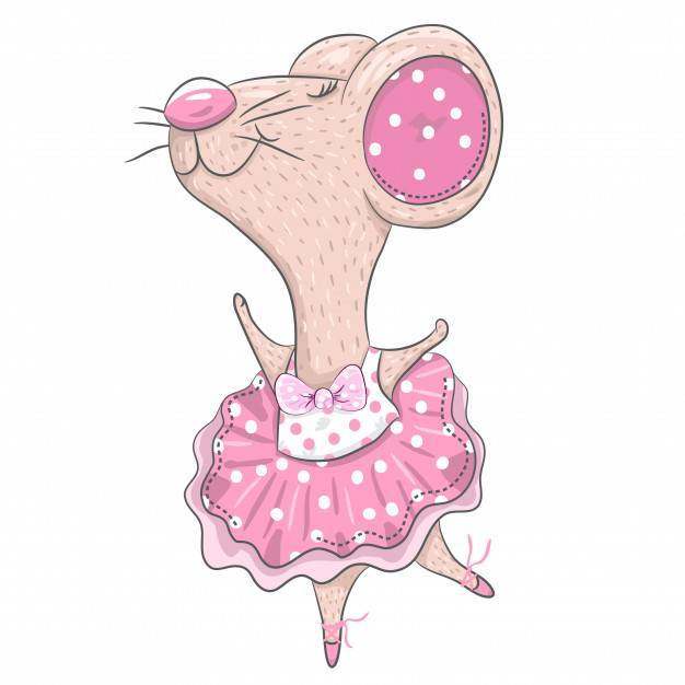 可爱的老鼠芭蕾舞女演员卡通手绘