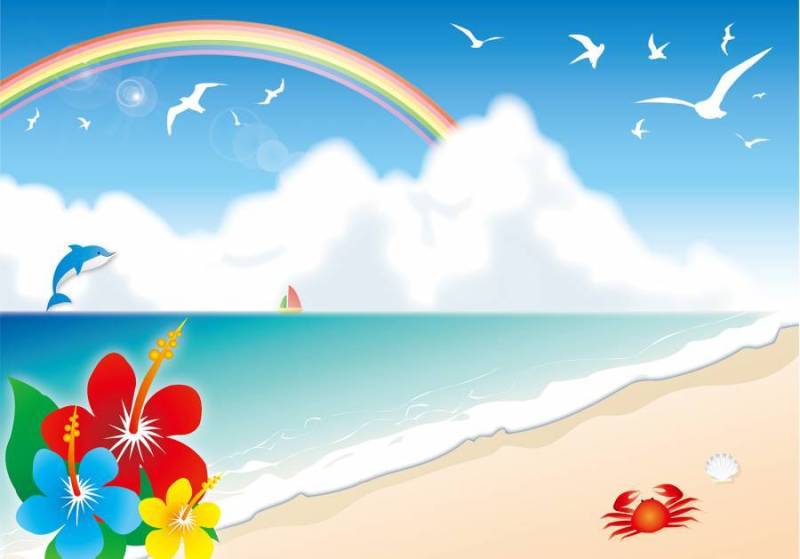 芙蓉，海边和彩虹插图