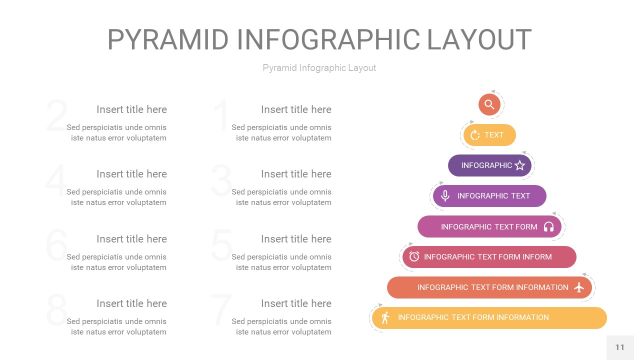 渐变紫黄色3D金字塔PPT信息图表11