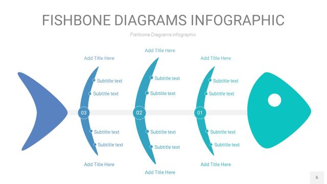蓝绿色鱼骨PPT信息图表5