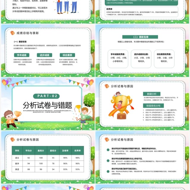 绿色卡通风期中学生表彰PPT模板 绿色卡通风期中学生表彰PPT模板